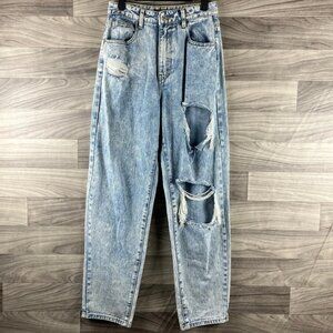 Pretty Little Thing Women's Blue Acid Wash Distressed Jeans